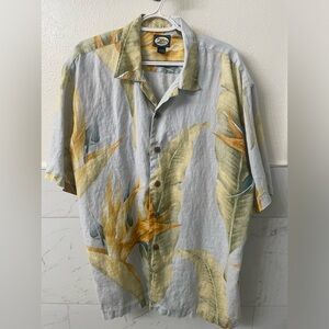 Tommy Bahama Men Large 100% Linen Hawaiian Button Down Shirt